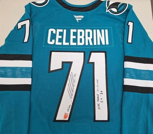 Sharks Macklin Celebrini Signed Auto "NHL DEBUT" LE 24/25 Jersey Fanatics COA