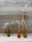 Set of 3 VTG Murano Italian Art Glass Giant Gold Spiral Sculptures