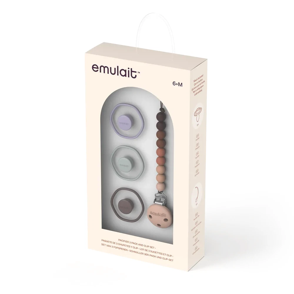The Emulait Pacifier 3-Pack and Clip Gift Set, 6+ Months