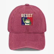 Resist Frog Hat Portland Frog Retro Graphic Baseball Cap Vintage Washed Dad Hat