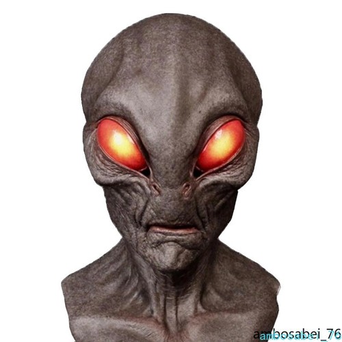 Extraterrestrial Being Funny Fear Head Mask halloween Show Latex Live Props Gift - Picture 2 of 21