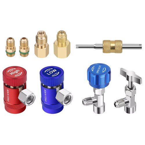 R1234YF Quick Coupler Adapter Set with Self-Sealing & Puncture Can Tap Car A/C - Picture 6 of 13