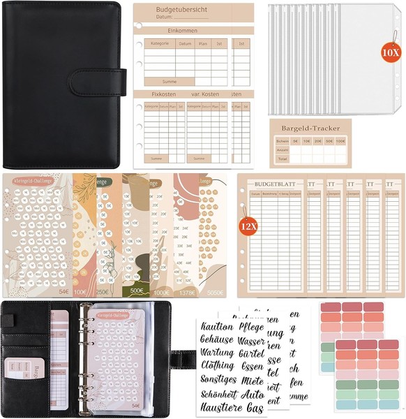 A6 Binder Budget Planner Deutsch - Sparchallenge Budgetplaner, Finanzplaner-image