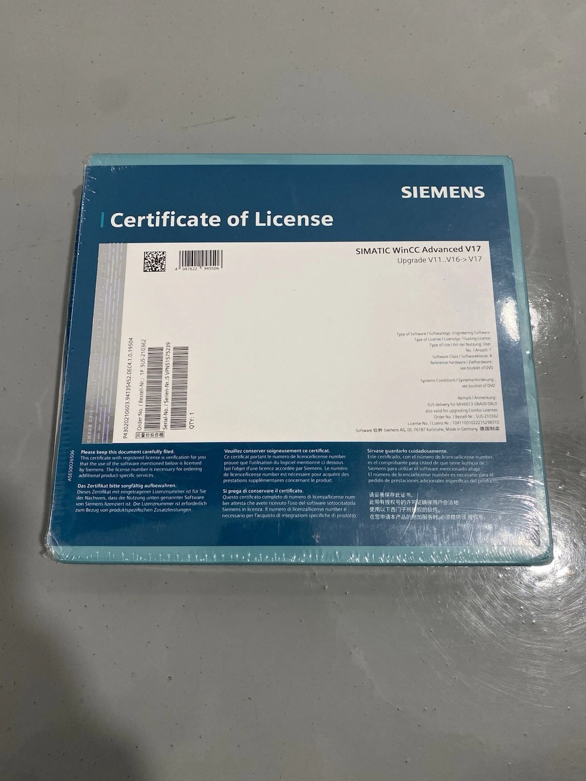Siemens Simatic WinCC Advanced V17 Upgrade V11…V16– V17 Brand New Sealed
