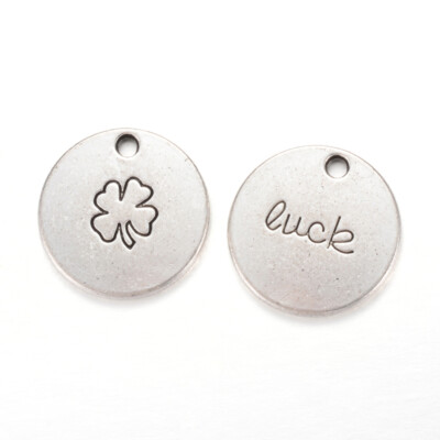 10/20/50 Stück Kleeblatt Glücksklee Anhänger Charms Luck Glück Rund Silber 20 mm