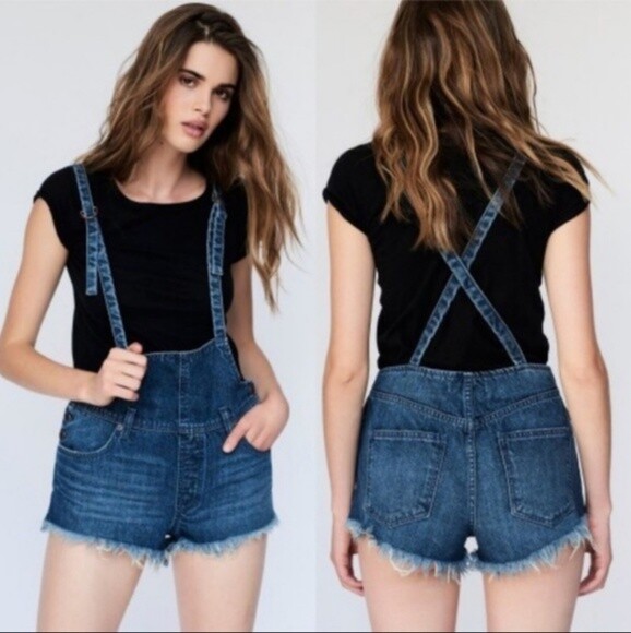 free people denim romper