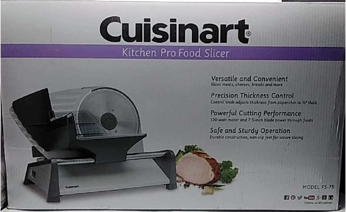 New Cuisinart FS75 Kitchen Pro 7.5" Blade Food Slicer Gray eBay