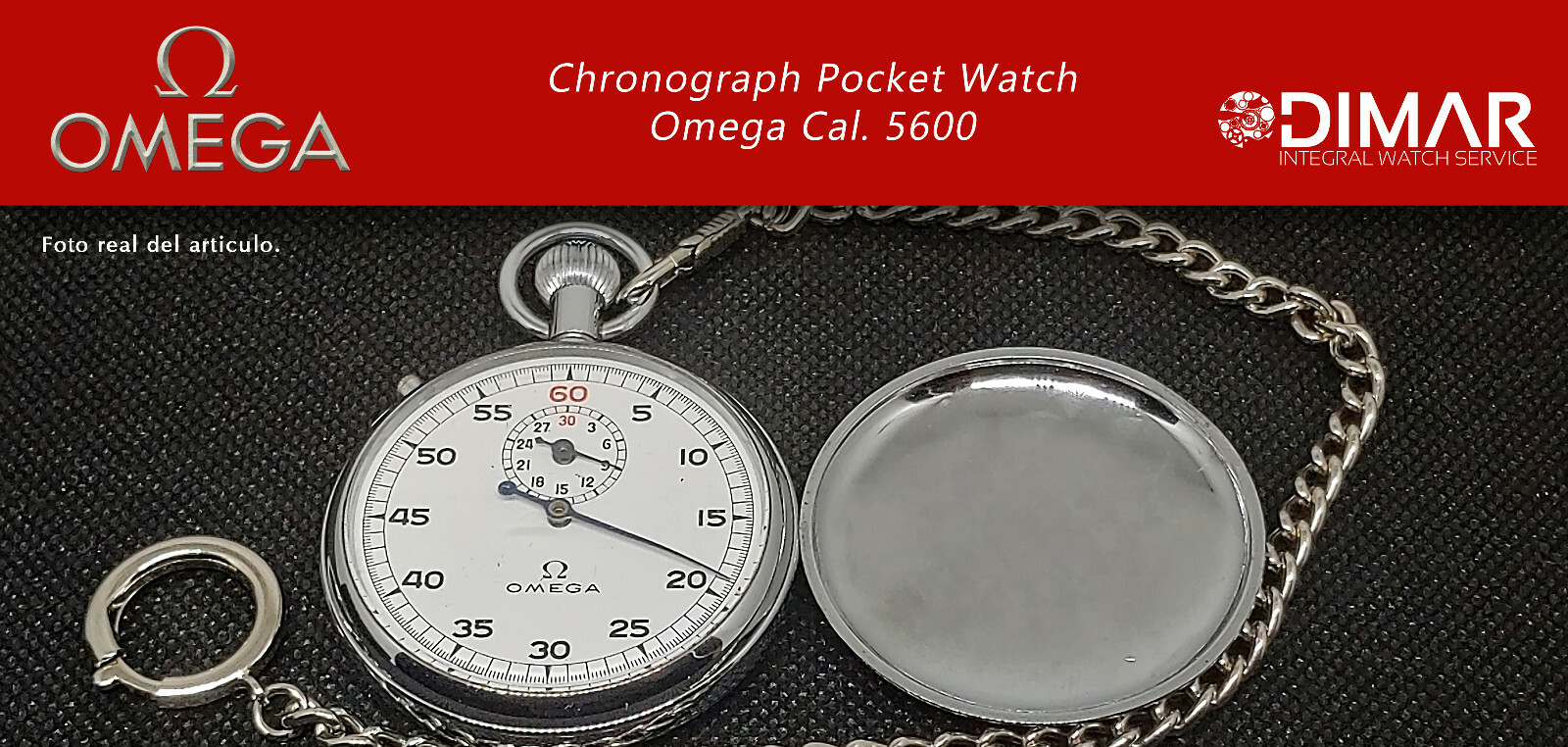 Vintage Chronograph Pocket Watch Omega Cal. 5600. Ø.50Mm, Minute Counter. image 4