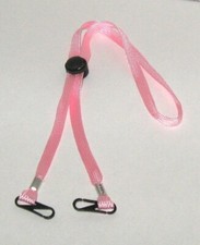 2 - Pink Nylon Flat Necklace Lanyard for ID Badge Holder, Key, etc