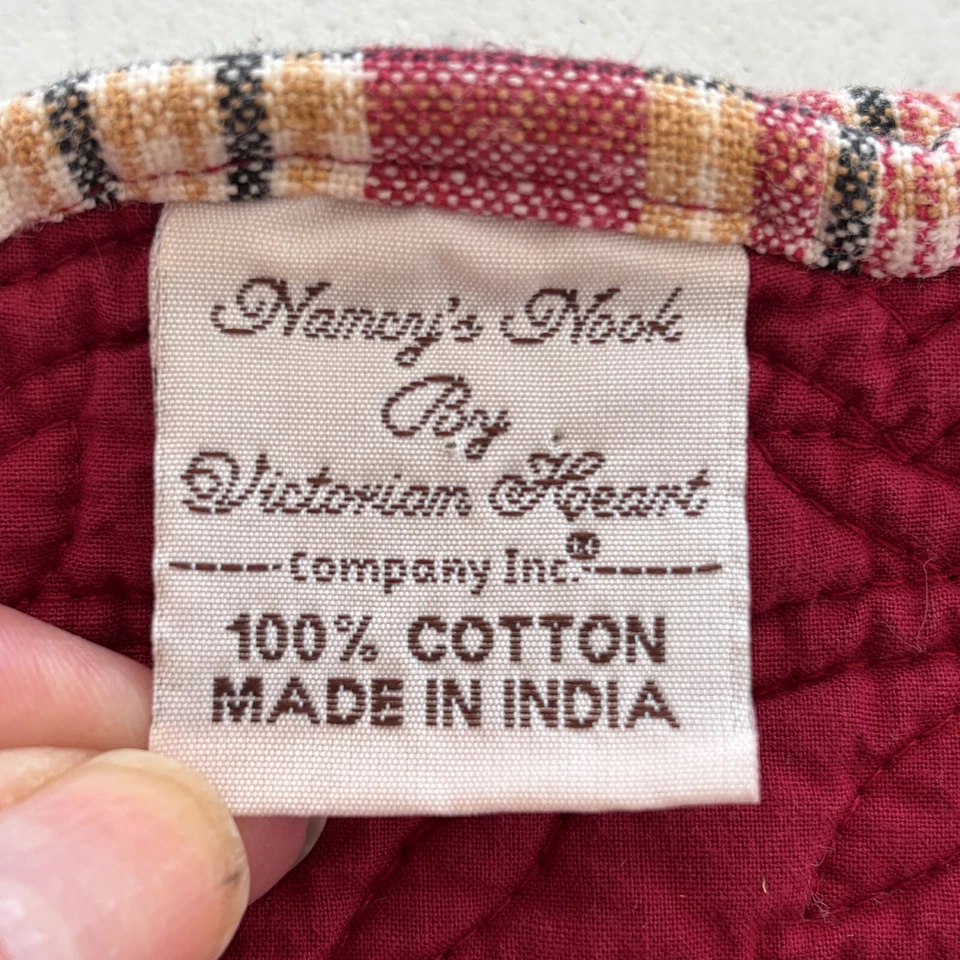 Red Plaid Farmhouse Runner Napkins Quilted Country Primitive - Image 4 of 4