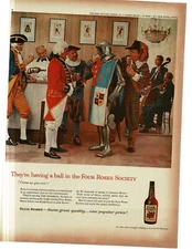 1959 Four Roses Whiskey costume ball party knight colonial Vintage Print Ad