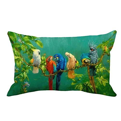 Vibrant Watercolor Parrot Pillow Covers Featuring Long Green Parrot Design
