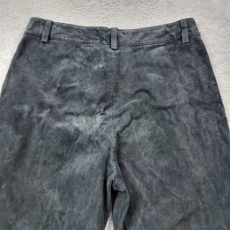 Yansi Fugel Pig Suede Pants Womens 6 Leather Black High Rise Bootcut Fits 28X28 - Image 4 of 4