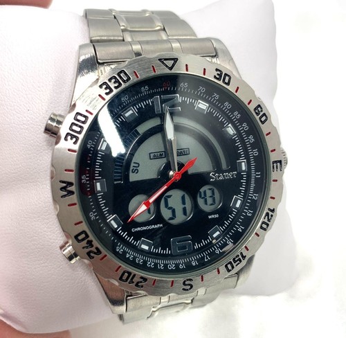 Stauer Mens Compendium Hybrid Watch Chronograph Stainless Steel Black ...