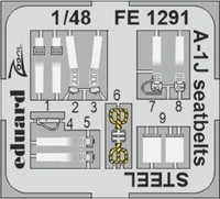 MW22 Eduard FE1291 A-1J Seatbelts Steel 1/48 Zoom Set For Tamiya