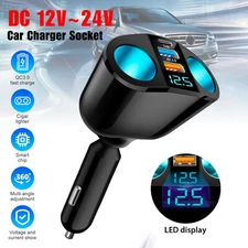 Car Cigarette Lighter Socket Splitter Dual USB QC 3.0 Type-C PD Fast Car Charger