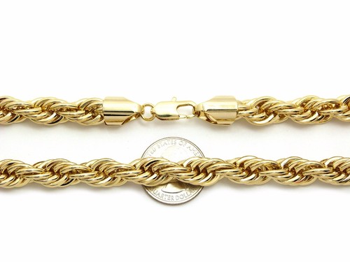 Men's 80's 14KT Gold Plated 10mm 22", 26" Rope Chain Necklace Made in Korea - 第 5/21 張圖片