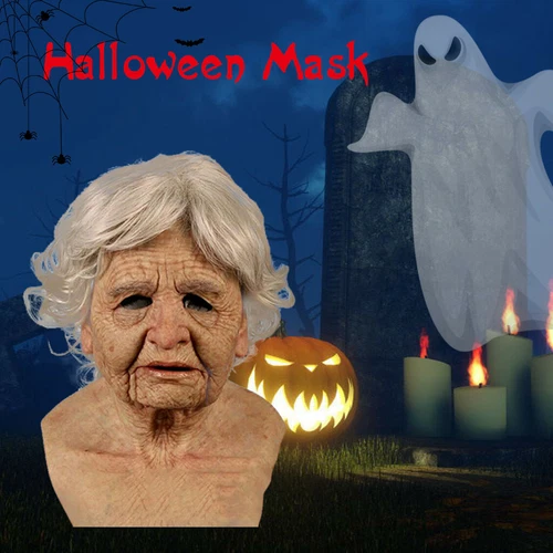 Halloween Mask Realistic Old Man Mask Creepy Human Latex Mask Scary Wrinkle Mask - Picture 1 of 4