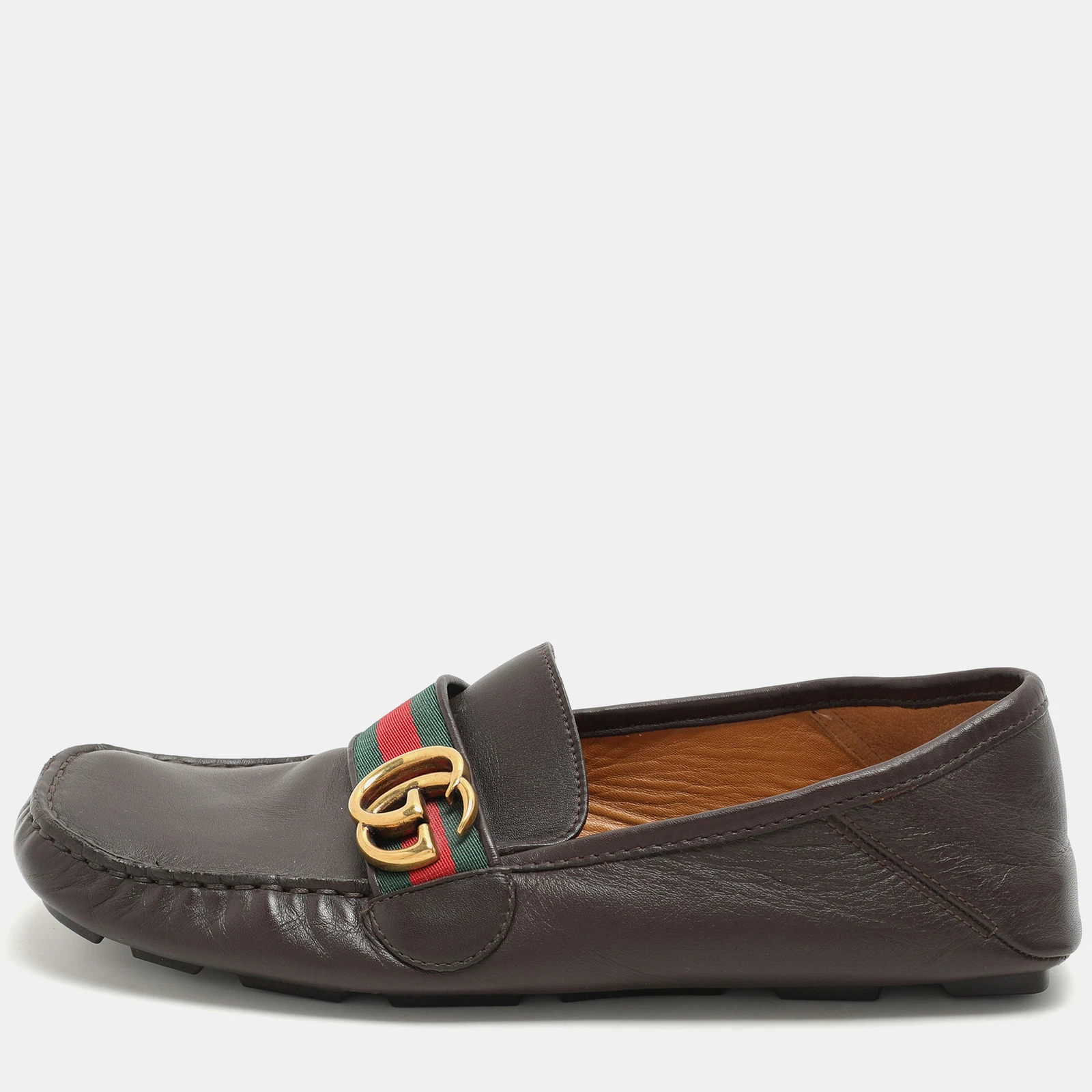 Mocassins chauffeurs Gucci cuir marron Web Marmont taille 40