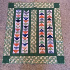 Handmade Crib Baby Quilt Flowers With Bright Pretty Colors 36x 40