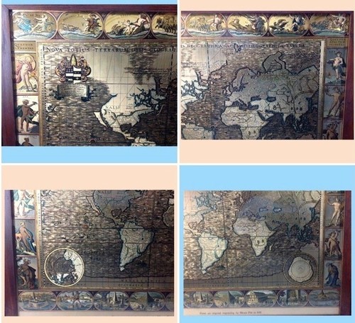 Vtg Gold Foil Old World Map Moses Pitt Nova Totius Terrarum Orbis Geographica - Picture 3 of 12