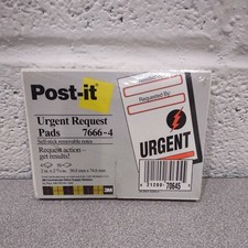 Post-It Urgent Request 4 Pads/50 Sheets Each 50.8mm x 74.6 7666-4