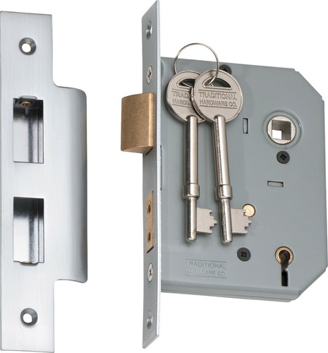 Tradco 2175 2174 5 lever mortice lock satin chrome,57 or 46 mm backset - Picture 3 of 4