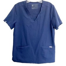 Figs womens casma scrub top size M nurse v-neck navy blue