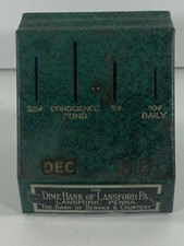Antique Dime Bank of Lansford PA Penna Green Speer Rosefelt Calendar No Key