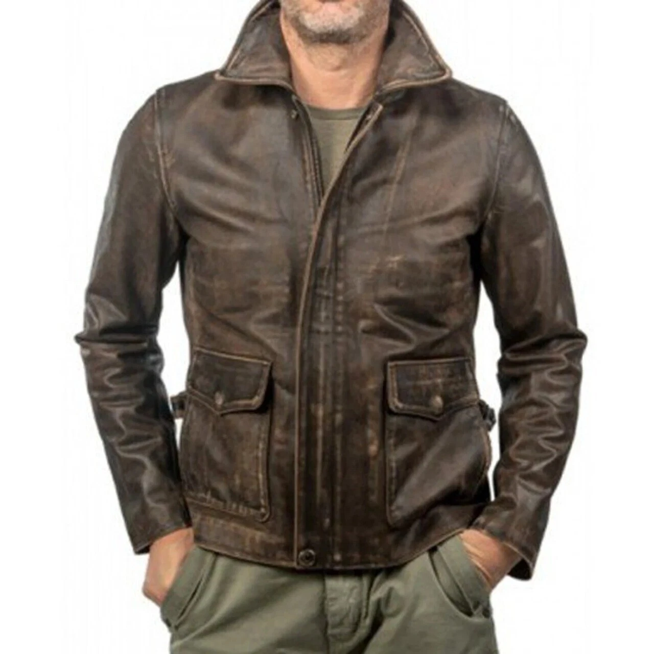 Men's Distressed Real Soft lambskin Leather Biker Jacket ,Motorcycle Style .