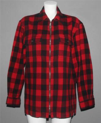 ラン VTG Jones New York Red Black Buffalo Plaid Zipper Light Jacket