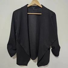 Labijou - Blazer Open Front Cropped Scrunch Wrist- Size L - Black