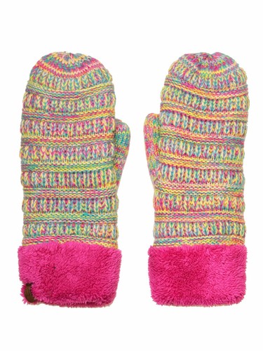 C.C Unisex Winter Warm Knit Soft Inner Fuzzy Lined Anti-Slip Cuff Mittens Gloves - Picture 7 of 111
