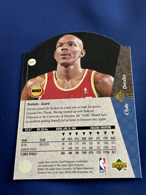 ロドリリオン　パディングベスト Clyde Drexler 1994-95 Upper Deck SP Die-Cut Card #D77 Rockets NBA