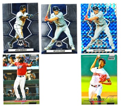2022 Panini Mosaic BLUE PRIZM Myles Straw Cleveland Guardians 5 Card Lot