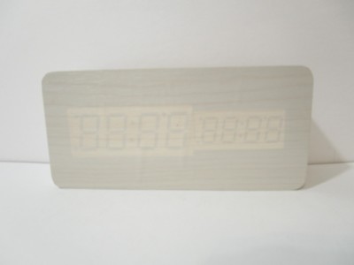 Wooden Grain Design w/ LED Light (White) Digital Alarm Clock, NOB! FREE SHIPPING