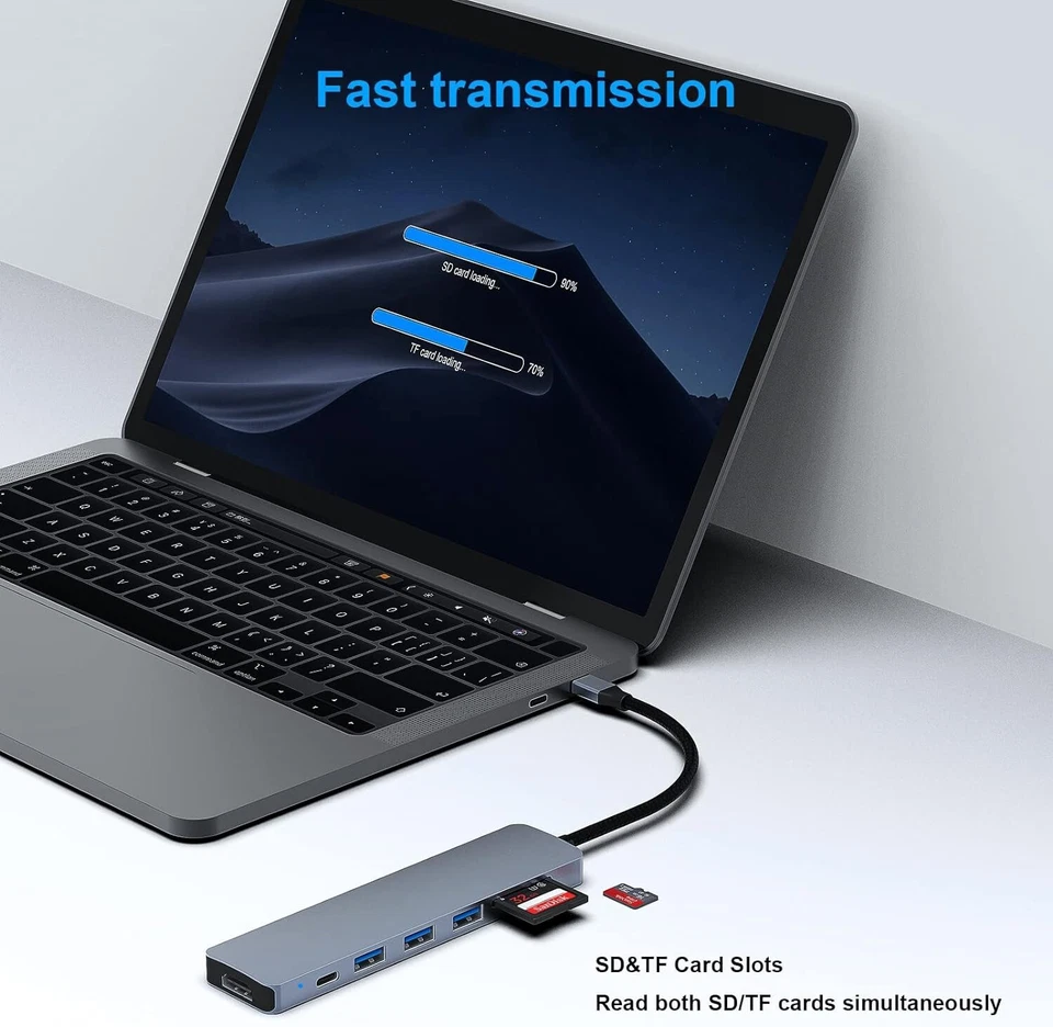7-in-1 USB C Hub with 4K HDMI Adapter, SD/TF Card Reader, 3x USB 3.0 Ports & PD - Image 3 of 4