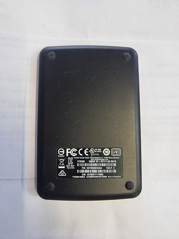 Toshiba DTB305 USB 3.0 EXTERNAL PORTABLE Hard Drive (500GB) eBay