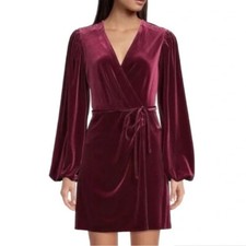 Gianni Bini  Leighton Velvet Wrap Dress Merlot Size M New With Tags