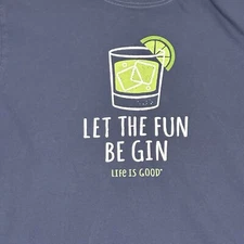 Life Is Good Crusher Tee Men L Let The Fun Begin Navy Blue Casual Graphic