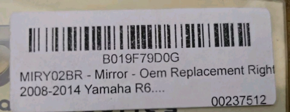 Espelho de substituição direito Yana Shiki fabricante de equipamento original 2008-14 Yamaha R6 - Imagem 3 de 4