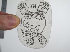 vtg 1960s 1970s Tattoo acetate stencil Pistons and Skull signed HAR2