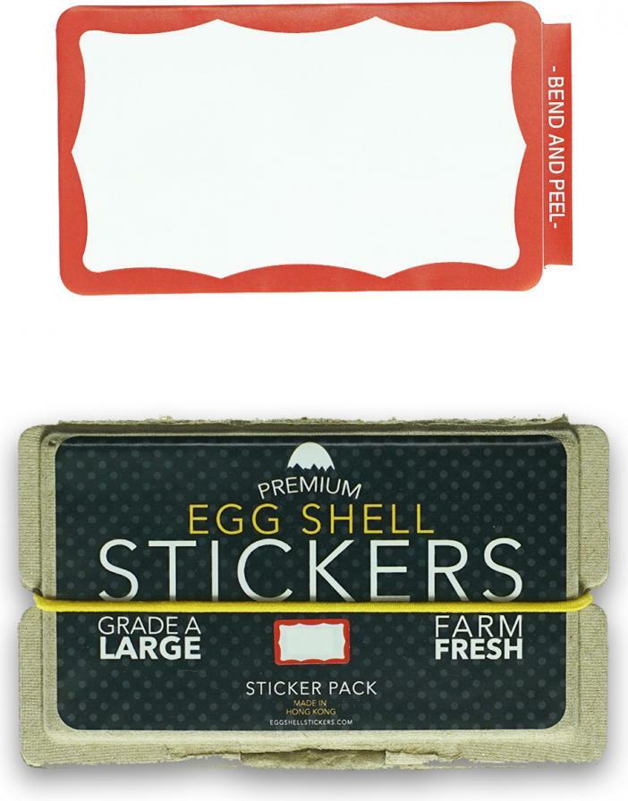 Egg Shell Stickers Red Wavy Border