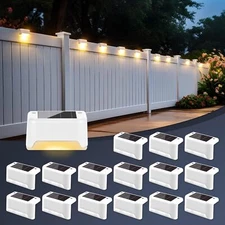 Solar Fence Lights Outdoor 16Pack Solar Step Light Waterproof for Outdoor Stairs