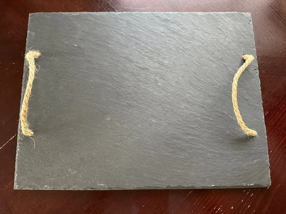 Vintage & Vine Slate Cheese Board With Rope Handles 16” X 12” NOS - Image 3 of 4