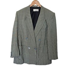 Liz Claiborne Vintage Oversized Classic Doubled Breasted Blazer Plaid Women's 8