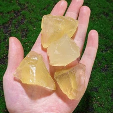 3Pcs Rough Citrine Crystal Stone Natural Protection Healing Gift Raw Stones