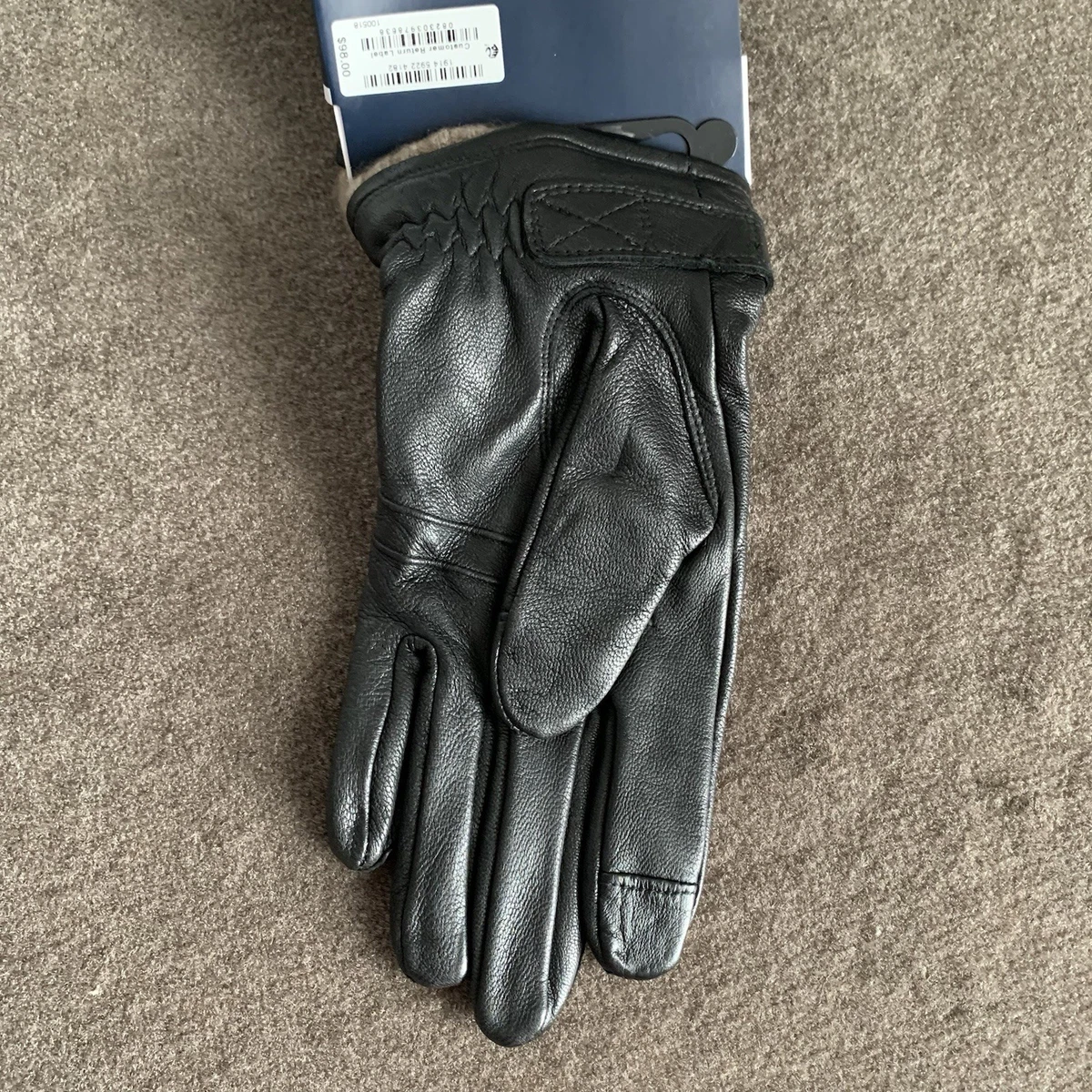 Club Room Mens Large Genuine Leather Gloves Cashmere Lined Touchscreen Black $98