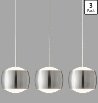 NIB! 3 Pack Modern LED Dimmable Mini Hanging Pendant Light Fixtures, Chrome
