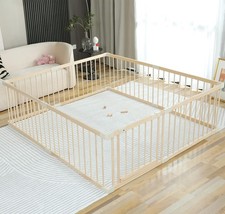 Baby Playpen Wooden Large Play Yard 180x200x61cm Kids